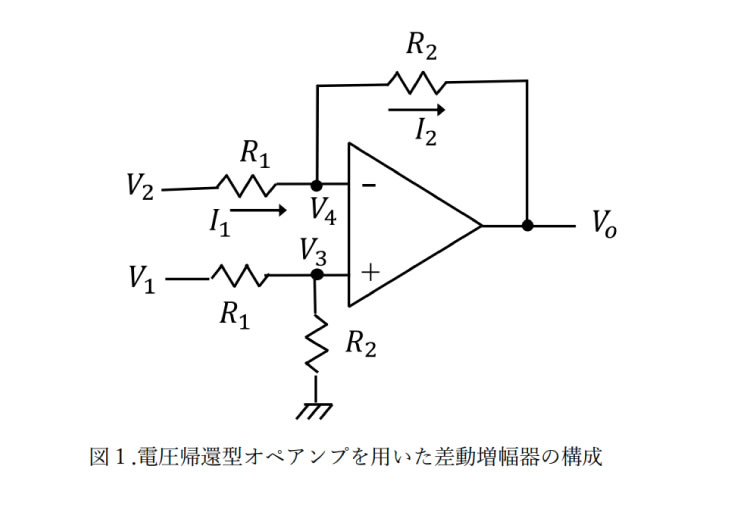 電圧帰還型オペアンプによる差動増幅器の帯域幅について