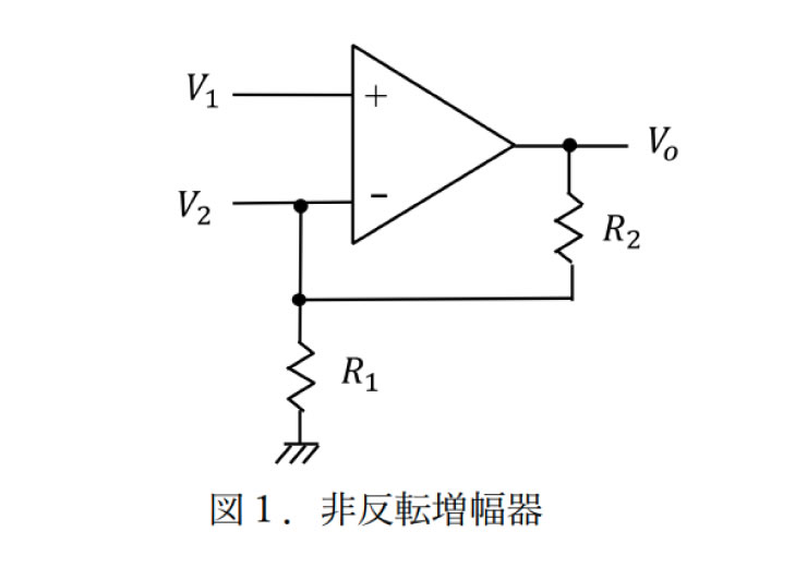 電圧帰還型オペアンプによる非反転増幅器の帯域幅について